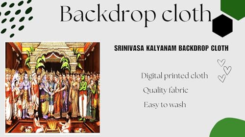 Image of Srinivasa Kalyanam Backdrop Cloth Traditional Pooja Backdrop Cloth 8x8 feet (Balaji kalyanam 8x8 feet) (Knit Fabric) sankranti bhogi Pallu Backdrop Decoration