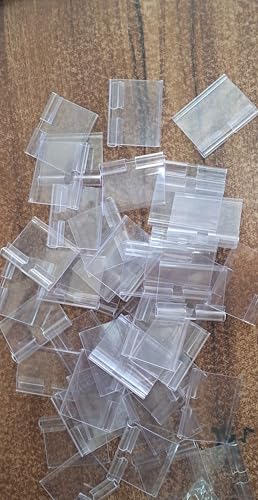 Image of Q1 Beads 50 Pcs. Plastic (L70 mm x H39 mm) Display Pegboard Label Holder for Shelves, for Retail Merchandise Shopping Mall Store Shop Supermarket UPC Price