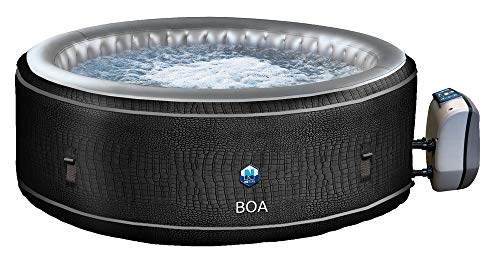 N NETSPA - Familj XL cirkulärt uppblåsbart spa 5/6-sits - SP-BOA155 - bärbar PVC med klädsel av liknande läder, uppvärmning, filtreringspump, inbyggd uppblåsare - volym 800 l - 195 x 70 cm