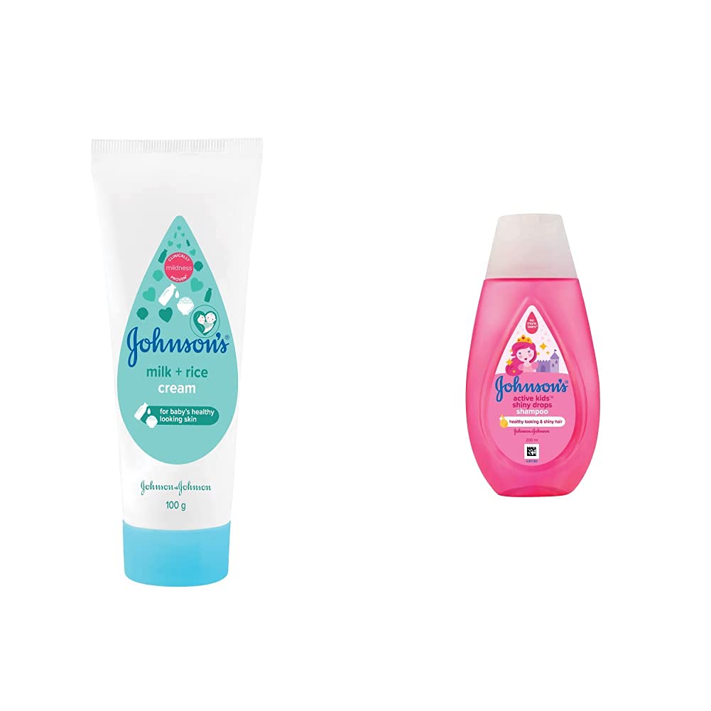 Johnsons Baby Milk and Rice Cream for Summer, 100g & Johnsons Baby Active Kids Shiny Drops Shampoo, 200ml (B0943Z2FSL) Amazon Price History, Amazon Price Tracker
