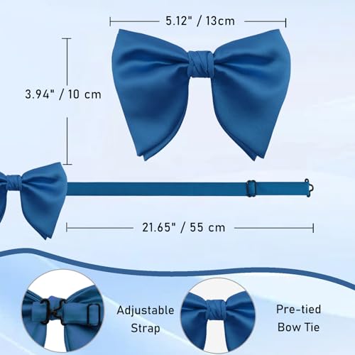 Image of Luckyvestir Oversized Bow Ties for Men, Pre Tied Clip on Men's Black Bowtie for Wedding Tuxedo Banquets Formal Wear