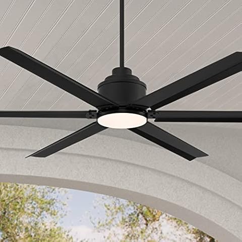 Casa Vieja 65" Ultra Breeze Modern Industrial Outdoor Ceiling Fan with Dimmable LED Light Remote Control Matte Black Wet Rated for Patio Exterior House Home Porch Gazebo Garage Barn Cover