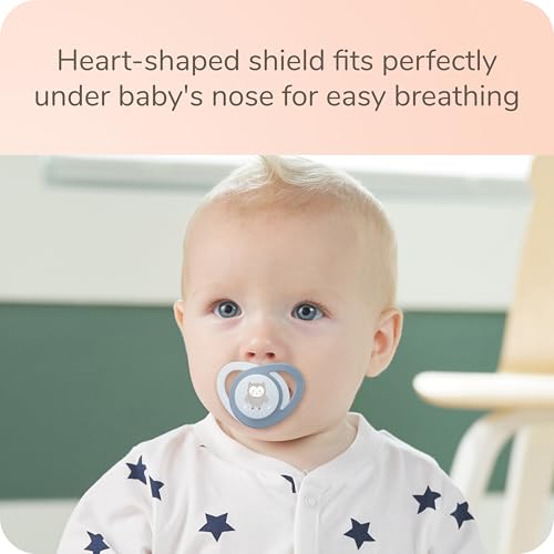 Image of NUK Glow-in-the-Dark Orthodontic Pacifier with Heart-Shaped Shield, BPA-Free, fits 6-18 Months, 4-Pack