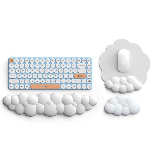LIJINGCHEN Bonita alfombrilla de mouse con reposamuñecas, soporte antideslizante para teclado de computadora con espuma viscoelástica para aliviar el dolor de escritura, juego de descanso para PC,