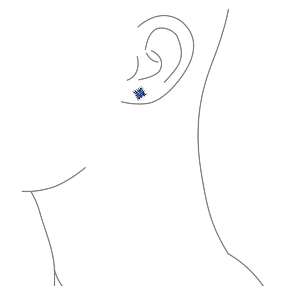 Pendientes de Estilo Geométrico Unisex para Hombre con Forma Cuadrada de Circonita Cúbica Micro Pavé CZ en Forma de Cometa para Hombre, Chapado en Oro Amarillo, Plata de Ley .925, 5 7 9 11 12 MM