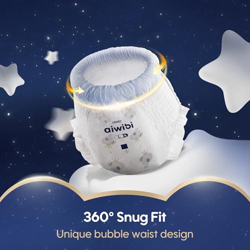 AIWIBI Ultimate Comfort Overnight Nappy Pants, Size 4, 360 Pull-On Disposable Baby Nappy Pants,Super Absorbent 44 Count (9-14 kg), Nighttime Underwear - Image 5