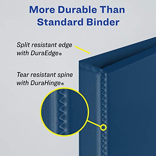 Image of Avery Durable View 3 Ring Binders, 1 inch Slant Rings, 220-Sheet Capacity, Blue, 4 Pack (17705)