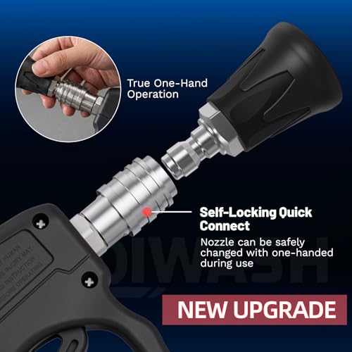 Image of Swivel Pressure Washer Gun with Smoooth Rotate 3 /8 inch Plug,4500PSI Short Power Washer Gun with 1 /4 inch Socket Adapted to Foam Cannon,Pressure Washer Handle Include Spray Nozzle Hose Connector