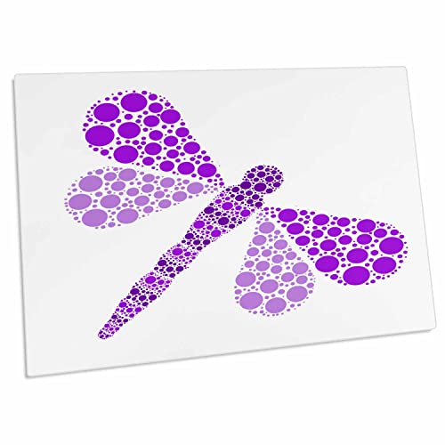 3dRose Purple Pointillism Dragonfly - Desk Pad Place Mats