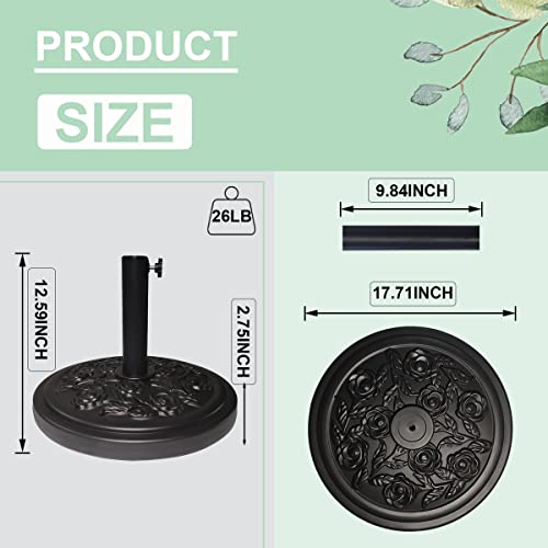 T&Jero Round Heavy Duty Patio Market Table Umbrella Base Stand Pre-Filled For Outdoor, 26 Lb Black #TOP5