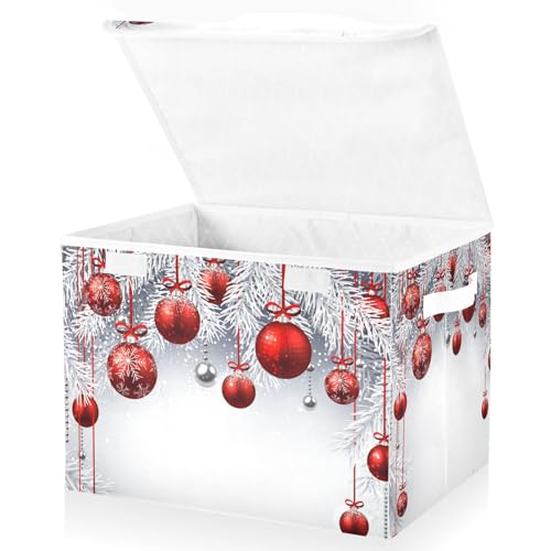 Panier de Noël pliable rouge Mnsruu grand volume avec couvercle - 2