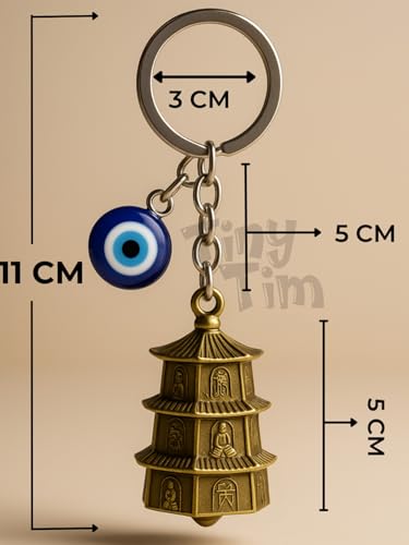 Image of Tiny Tim Guardian Bell with Evil Eye Charm - Protective Motorcycle & Car Accessory - Tibetan-Inspired Design - Wards Off Negative Energy - Ideal Gift for Bikers & Travelers