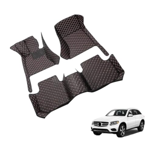Tapis de voiture sur mesure Mercedes GLC anti-saleté en cuir beige avec tapis de coffre