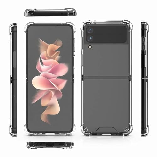 Image of HUMBLE Luxury Pattern TPU + Poly Carbonate | Crystal Clear Flip Cover Compatible with Samsung Galaxy Flip 3 Back and Front Glass Design with Full Body Protection Case Cover for Samsung Galaxy Flip 3