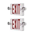 CM MZY LED Exit Sign with Emergency Lights,Exit Sign Lights with Battery Backup, Red Letter Emergency Exit Sign Lights with Two Adjustable Heads,AC 120-277V, UL Certified,2PCS