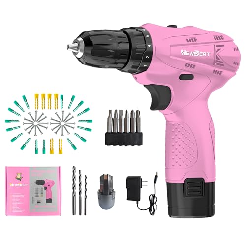 Image of 12V Cordless Drill Set with 2 Battery, Pink Drill for Women