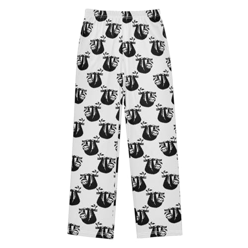 ZZXXB Black Sloth Boys Long Pants Soft Trousers Elastic Waist Kids Lounge Bottoms with Pockets S-XL - Main Image