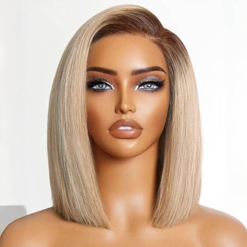 Orijodie Ash Blonde Bob Wig Human Hair 180% Denstiy 13x4