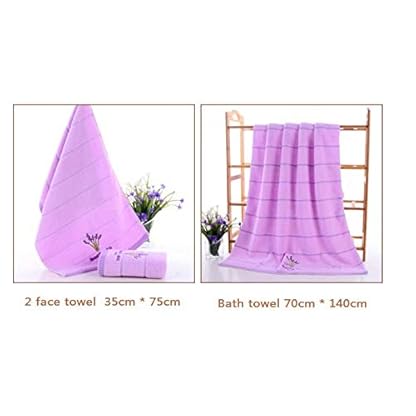 JIUJ 3-teiliges Badetuch-Set, Waschlappen, Hotelqualität, super weich und sehr saugfähig, dicke Handtücher, maschinenwaschbar, für Badezimmer, Dusche, Geschenke (2 Gesichtstücher, 1 Badetücher) (Lila) – Bild 3