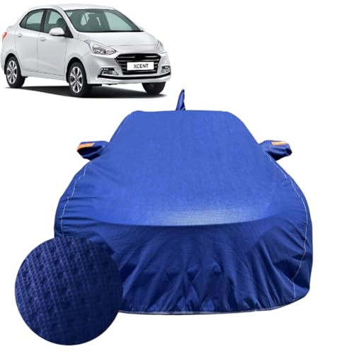 Image of Car Cover Compatible For Hyundai Xcent (2014-2020)| 100% Waterproof Cover with Antenna & REFLECTIVE Mirror Pockets | Dustproof, Scratchproof, Heatproof Xcent Car Cover|Soft Cotton Lining|BLUE