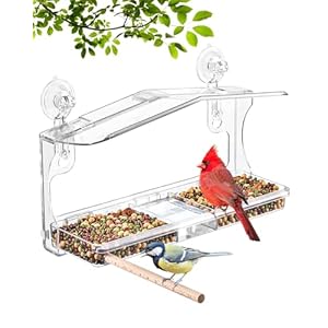 Window Bird Feeders with Strong Suction Cups – Clear Window Bird Feeders for Outside, Large Transparent Bird House for Window Viewing