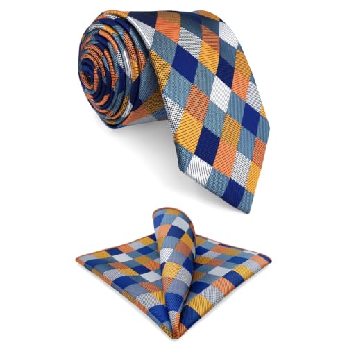 Shlax&Wing Multicolor Checks Necktie Wedding Ties For Men Silk 57.5"