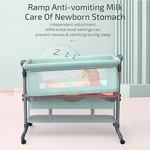 Infant Shining Baby Bedside Crib, Multifunction Cradle Bassinet Movable for Newborn Sleeping, Foldable Toddler Bed Baby Basket Travel Bed Green