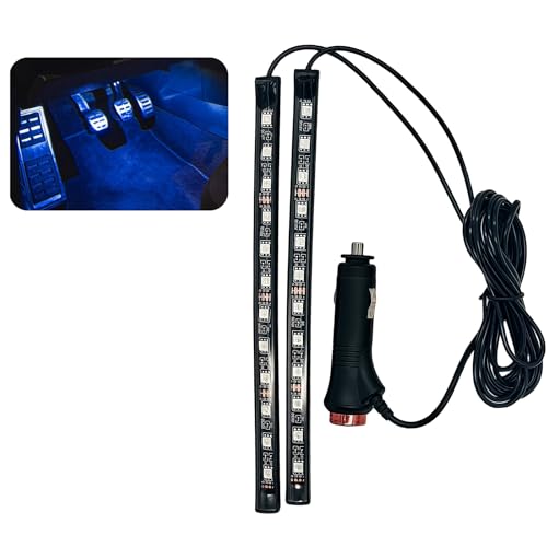 Image of Car LED Ambient Light, Ambient Lighting, Floor Lights, Footwell Lighting for Car, Wear-Resistant and Durable, Easy to Install, Suitable for Most Models (Blue, Cigarette Lighter+24LED)