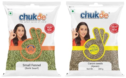 Image of Chukde - Ajwain 200 Gm - Barik Saunf 100 Gm - Whole Spices - Combo Pack