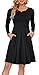 AUSELILY Women's Scoop Neck Pleated Loose Swing Casual Knee Length Dress With Pockets (M, Black)