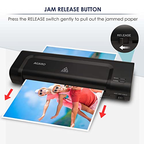 Image of AGARO Icon A4 Lamination Machine with Jam Release Button Supports Hot and Cold Lamination, Fully Automatic, Laminator Machine, and Ideal for Photos, Documents & ID Cards, Black, (33629).