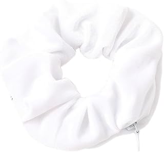 3 gomas elásticas de terciopelo colorido, para mujer, con bolsillo oculto con cremallera, color blanco