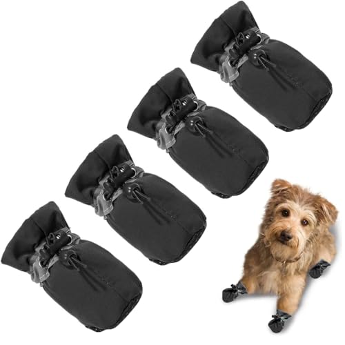 GNHG 4PCS Calcetines Antideslizantes para Perros,Zapatos Perro,Zapatos para Perros,Protección para Patas,Patucos Perro,Protección para Patas De Perro,Calcetines Perro Antideslizantes(Negro)