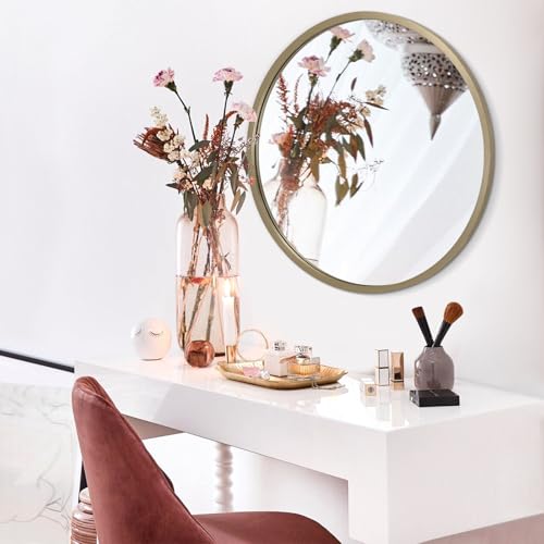 Image of AOAOPQ Mirror Wall for Bathroom Metal Brushed Frame Ative Wall Mounted Home Living Room Entryway Bedroom Bronze