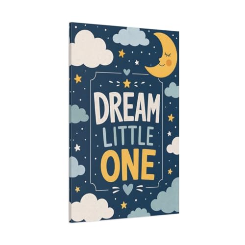 Toile de pépinière lune bleue et jaune grand format 80x120 cm verticale