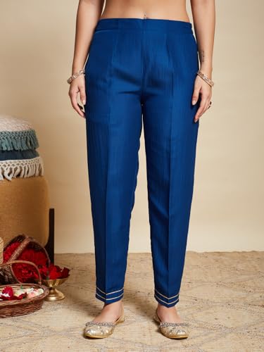 Image of MOKOSH Women's Silk Embroidery Kurta Pant with Dupatta | Kurta Set | Round Neck 3 /4 Sleeve | 3 Piece Outfit | Indian Kurta Outfit With Pant