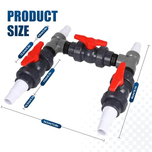 Zllzpzd Pool Bypass Set 3-Wege-Ventil für Pool Bypass Ø 32/38mm, kompatibel mit Wärmepumpe, Solarheizung & Sandfilteranlage, zur präzisen Steuerung der Wasserzufuhr und optimalen Temperaturreg