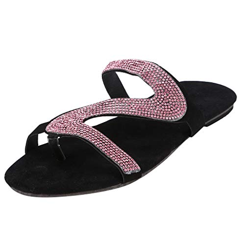 Midress Women's Casual Glitter Crystal Sandals Roman Style Flat Slippers Slip On Sandals Shoes Party Casual Ladies Shoes