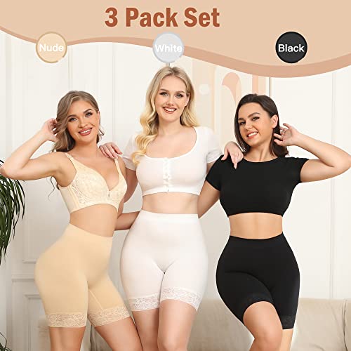 Yeblues 3 Pack Lace Slip Shorts for Under Dresses Women Smooth Anti-chafing Boyshorts Seamless Underwear Safety Shorts2