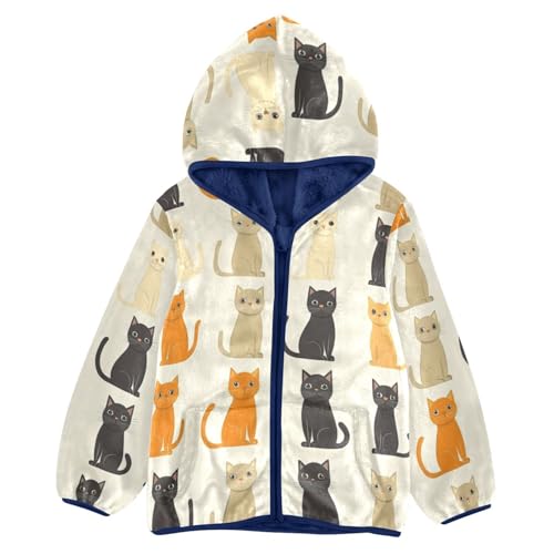 Cat Sitting Girls Fleece Jacket Girls Fall Jacket Girls Zip Up Hoodie Girls Sherpa Jacket 2-10T