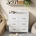 White Changing Table Dresser with 6 Fabric Drawers and Side Pockets, Nursery Dresser with Changing Top, Baby Dresser with Drawers, Diaper Changing Station for Nursery and Bedroom