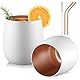 glastal 450ml*2 Einschichtiges Gin Gläser Weiß Matt Wassergläser mit Roségold Blinkende Innenwand, Borosilikat Trinkgläser Latte Macchiato Gläser Teegläser Whiskygläser Weingläser Weihnachten Geschenk