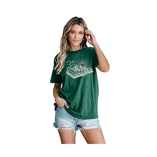 Book-T-Shirts-for-Women-Its-A-Good-Day-to-Read-Shirts-Book-Lovers-Shirt-Casual-Short-Sleeve-Tee-Tops Book T-Shirts for Women It's A Good Day to Read Shirts Book Lovers Shirt Casual Short Sleeve Tee Tops (Green, M, m)