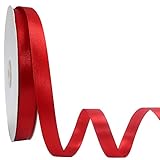 Maclemon 3/8 inch Wide 100 Yards Double Face Red Satin Ribbon Red Fabric Ribbon for Gift Wrapping Very Suitable for Weddings Decoration Bouquet Balloons Arts Craft Sewing Hair Bow Invitation
