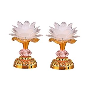 Omeet 2Pack – Colorful LED Lotus Buddhist Lamp, Gradient Buddha Light for Worship, Prayer and Display, Low Power Consumption, Eco – Friendly Material for Buddha Occasions, Buddhist Supplies – White