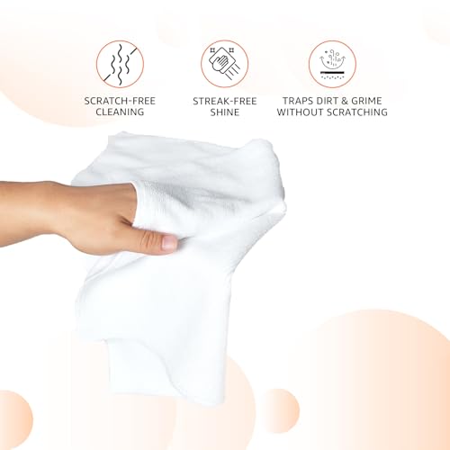 Image of Amazon Basics Microfiber Cleaning Cloth | 350 GSM | Ultra Soft | Super Absorbent | Reusable | Pack of 10 (Multicolor) - 40cm X 40cm