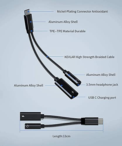 Samsung Galaxy S23 Headphone Adapter, 2 In 1 Usb C To 3.5Mm Audio Adapter & 60W Fast Charging Dongle Compatible With Pixel 7Pro/6/6Pro/5/4Xl, Galaxy S23+/S23 Ultra/S22+/S22 Ultra/S21+/S21Fe/Note 10+ #TOP6