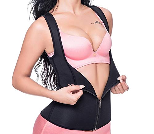 Cinta Modeladora Emagrecedora Térmica Feminina Com ziper (Preto/Azul, XXG)
