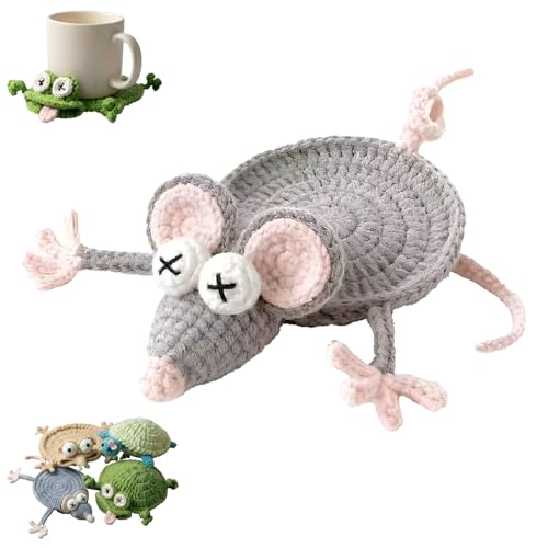 4 Coaster Pattern,Turtle and Mouse Novel Coaster DIY Woven Mat,
