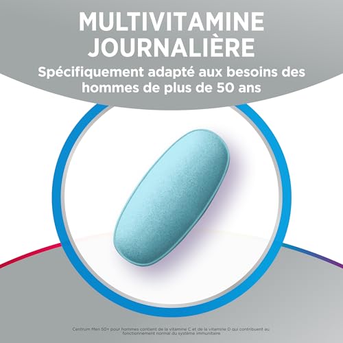 CENTRUM Men 50+ - Multivitamines et Minéraux pour Homme de +50 ans - 23 nutriments Vit D, C, B6, B12, B1 & Fer - Complément Alimentaire Vitalité, Immunité - Lot de 3x30 comprimés – vue 2